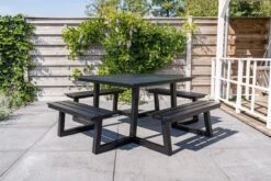 MaximaVida Vierkante Aluminium Picknicktafel Dex 215 Cm Zwart - Lage Instap -Tuingereedschaps Winkel 1200x800 59