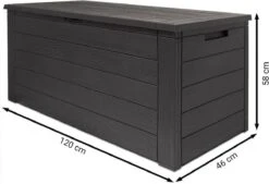 Merkloos Woody Tuin Opbergbox - 324 Liter 45x120x60 Cm - Tuinkussenbox - Antraciet/bruin -Tuingereedschaps Winkel 1200x823 1