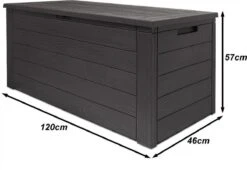 Merkloos Woody Tuin Opbergbox - 324 Liter 45x120x60 Cm - Tuinkussenbox - Antraciet/bruin -Tuingereedschaps Winkel 1200x826 2