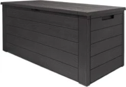 Merkloos Woody Tuin Opbergbox - 324 Liter 45x120x60 Cm - Tuinkussenbox - Antraciet/bruin