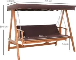 Outsunny Hollywoodschommel Hout Tuinschommel Schommelbank Ligfunctie 3 Personen 84A-185 -Tuingereedschaps Winkel 1200x936