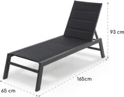 Blumfeldt Renazzo Lounge Ligstoel - Ligbed Voor De Tuin - Aluminium Tuinstoel - 6 Standen - Waterafstotend - Bekleding Van 70 % Pvc En 30 % Polyetheen - Zwart -Tuingereedschaps Winkel 1200x940