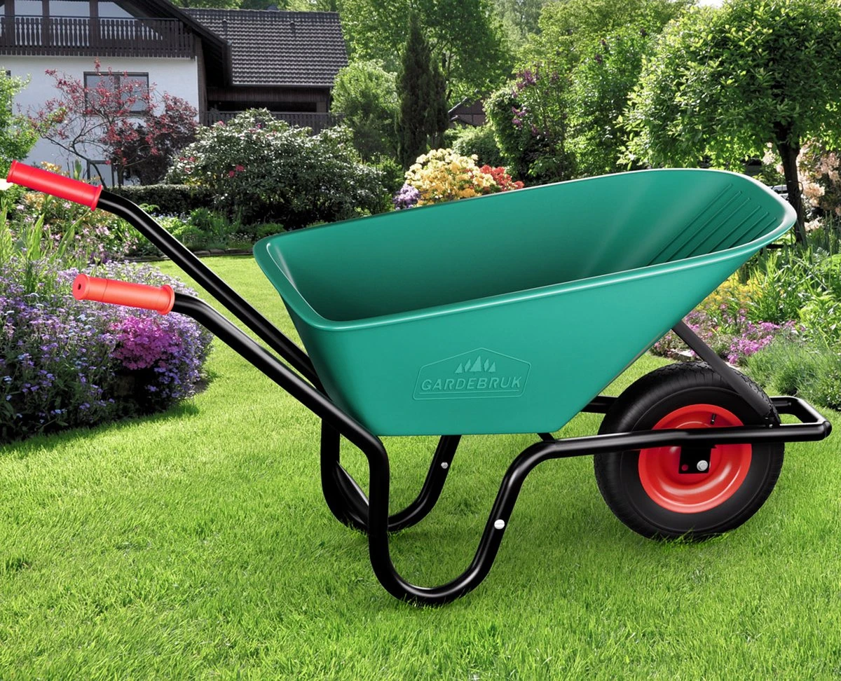 Gardebruk Kruiwagen 100 L - Kunststof Kuip – Tot 150KG Groen 5 Gardebruk Kruiwagen 100 L - Kunststof Kuip – Tot 150KG Groen - Afbeelding 5