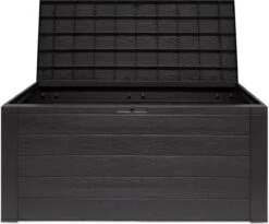Merkloos Woody Tuin Opbergbox - 324 Liter 45x120x60 Cm - Tuinkussenbox - Antraciet/bruin -Tuingereedschaps Winkel 1200x996
