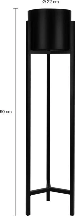 QUVIO Plantenstandaard Inclusief Pot - Staande Plantenbak - Metaal - Plantenbak - Plantenhouders - Planten Zuilen - Voor Buiten - Bloempot - 22 X 22 X 90 Cm - Zwart -Tuingereedschaps Winkel 420x1200