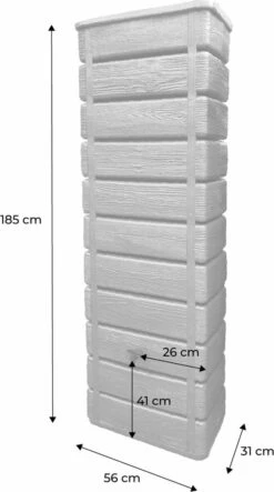 Regenton Muurtank, Grandval 300L, Antraciet Kunststof, Imitatiehout, Met Gootaansluitset Inbegrepen -Tuingereedschaps Winkel 669x1200 1