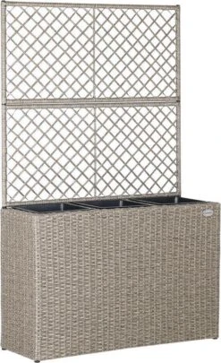 Casaria Polyrattan Bloembak – 3 Bakken Klimophek - Crème