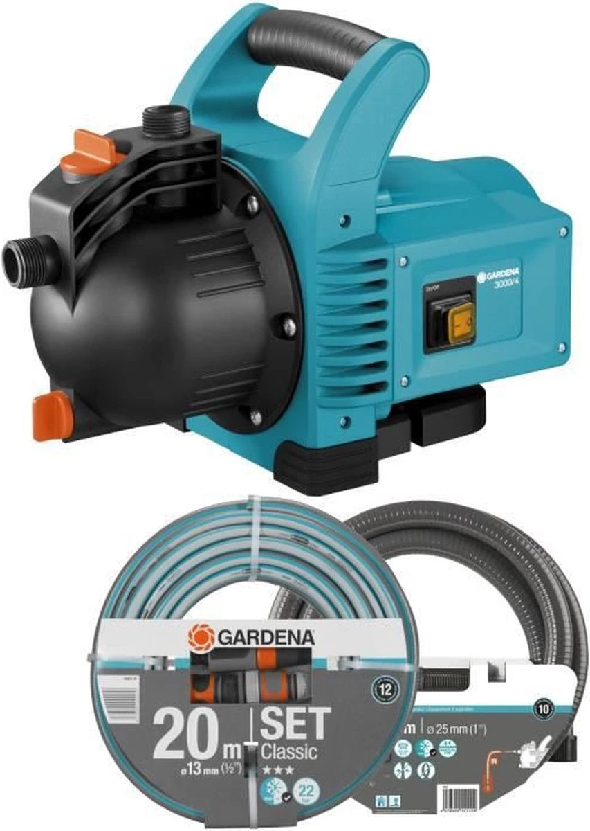 GARDENA - Classic Besproeiingspomp 3000/4 Compleet - Waterpomp - Incl. 3.5 M Aanzuigslang En 20 M Slang 9 GARDENA - Classic Besproeiingspomp 3000/4 Compleet - Waterpomp - Incl. 3.5 M Aanzuigslang En 20 M Slang - Afbeelding 9