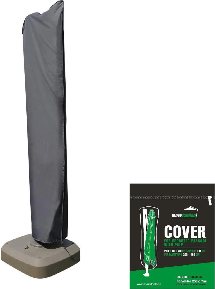 MaxxGarden Parasolhoes - Afdekhoes Voor Zweefparasol - Beschermhoes - 200-400 Cm - Met Rits En Trekkoord - Zwart 3 MaxxGarden Parasolhoes - Afdekhoes Voor Zweefparasol - Beschermhoes - 200-400 Cm - Met Rits En Trekkoord - Zwart - Afbeelding 3
