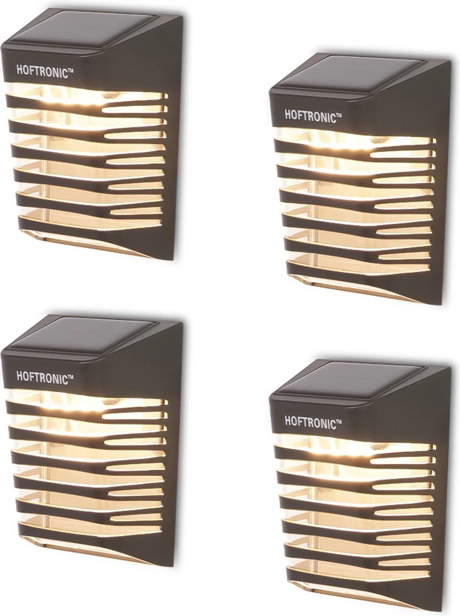 4x HOFTRONIC Dono - Solar Wandlamp Buiten - IP65 Waterdicht - Wintersolar Technologie Monokristal Zonnepaneel - 3000K Warm Wit (sfeervol) - Solar Tuinverlichting Zonne Energie 1 4x HOFTRONIC Dono - Solar Wandlamp Buiten - IP65 Waterdicht - Wintersolar Technologie Monokristal Zonnepaneel - 3000K Warm Wit (sfeervol) - Solar Tuinverlichting Zonne Energie