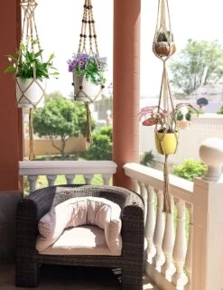 4 Stuks Luxe Jute Plantenhangers - Boho Handgeweven Katoen Hangpot Voor Binnen/Buiten - Hangende Bloempot Met Kralen - Macramé Touw/Koord Hangplant Houder - Bohemian Wandhanger Decoratie - Plant Hanger - Verticale Tuin Bloempothouder Planthanger -Tuingereedschaps Winkel 923x1200 3